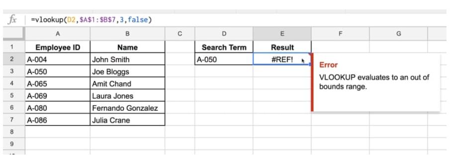 Lỗi #REF! trong Google Sheets 4